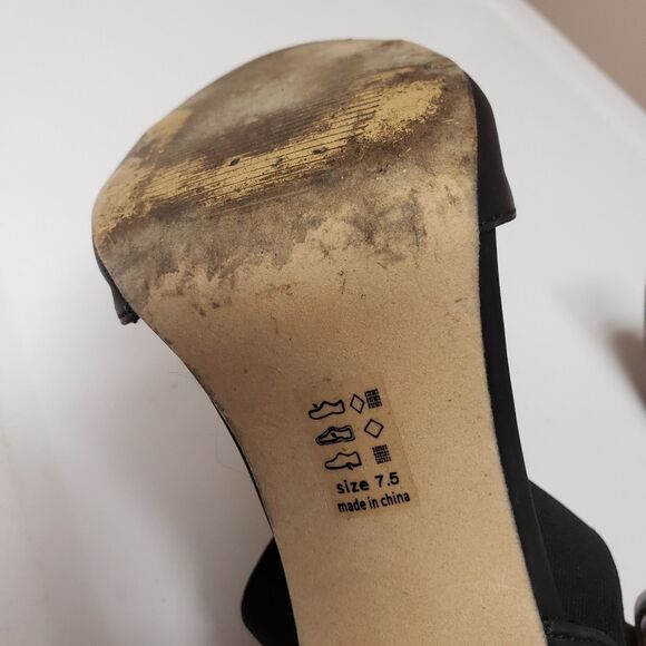 Michael Antonio Black Stiletto Open Toe Cutout Padded Beaded Shoe 7.5 PO G - Picture 14 of 14